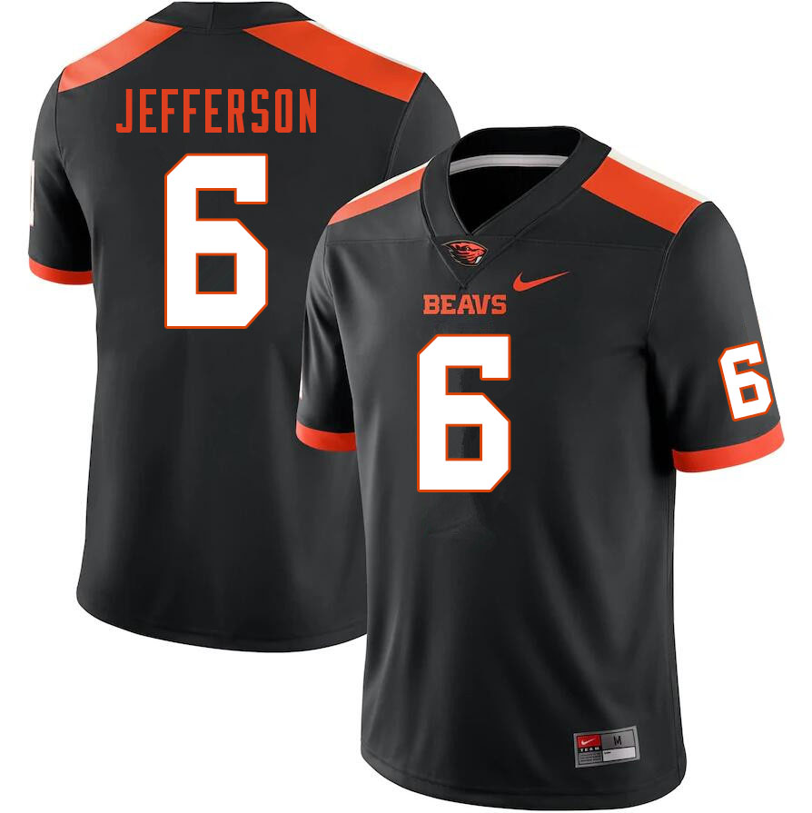 Men #6 Jermar Jefferson Oregon State Beavers College Football Jerseys Sale-Black - Click Image to Close